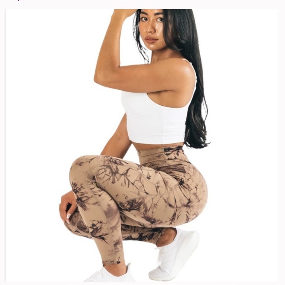 Alphalete Alphalux Force Cavern Clay Pocket Tie-Dye Brown Black Leggings S